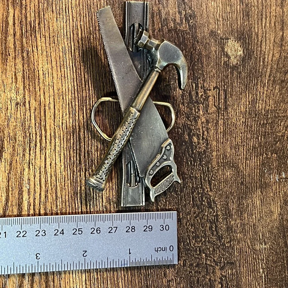 Great American Buckle Co Vintage 1980s Carpentry Wood Tool Belt Buckle H851